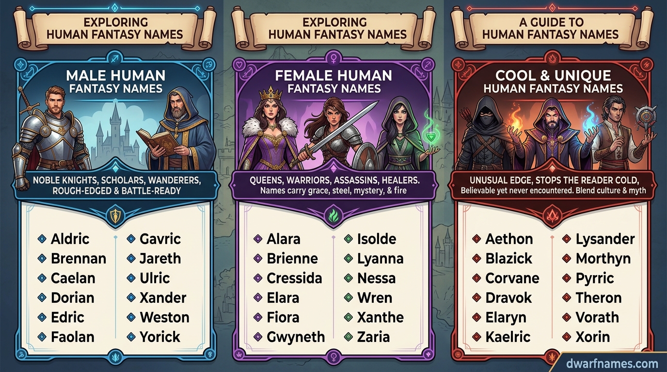 Intelectual Names 400 Human Names List for Fantasy Characters
