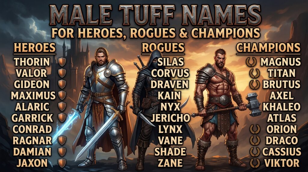 Male Tuff Names for Heroes, Rogues & Champions